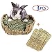 Tfwadmx Rabbit Grass Bed Portable Bunny Straw House Handmade Woven Hamster Bedding Nest Small Animal Chew Cage Toy for Guinea Pig Chinchilla Ferret Gerbil Rat with Hay Mats