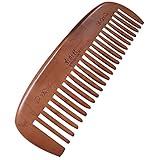Sunday&May Portable Anti-static Health Care Hair Silky Peach Wooden Wide Teeth Comb