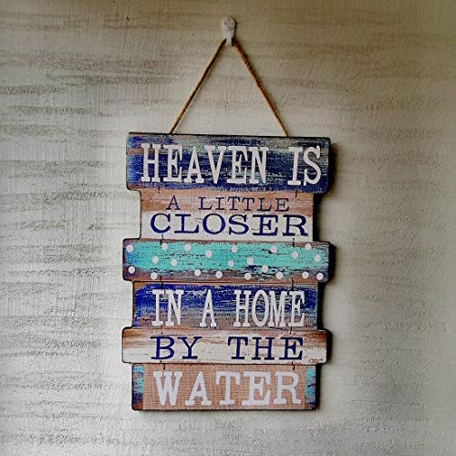Evursua Rustic Wood Wall Signs Home Decor Wall Art Plaques Hanging Decorative Farmhouse Door Sign 12 x16,Family Rules or Sayings (Blue)