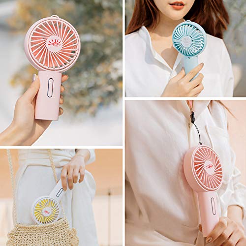 Handheld Fan,Mini USB Fan Desk Fan Up/Down 15°Angle 3 Speed Easy Carry Lightweight Rechargeable Battery Up to 7 hours for Outdoor Travel,Camping,Hiking,Office (Handheld Fan-Blue, Φ=3.6inch/9.2cm)