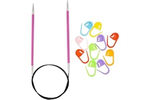 Knitter's Pride Zing Knitting Needles Circular 24 inch Size US 8 (5mm) Bundle with 10 Artsiga Crafts Stitch Markers 140101