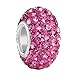 BoRuo Charms 925 Sterling Silver Czech Crystal Pink Glass Ball Beads Spacers Solid Core Charm Fit Pandora Bracelets.