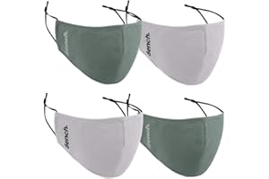 Bench. -4 Pack Fabric Masks, Breathable, Adjustable with Dust Filter Pocket 3 Layer Protection in Grey & Sea Pine Green, 4 ma