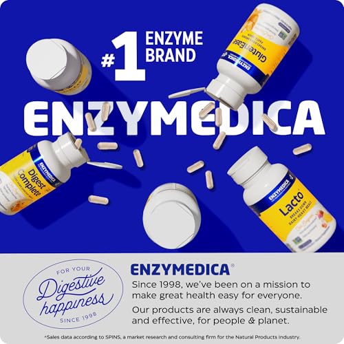 Enzymedica Digest Spectrum - Digestive Enzyme Supplement for Women & Men, Enzymes for Digestion, Gut Health, & Multiple Food Intolerances, Targets Gluten & Lactose, Helps Gas & Bloating - 120 Caps