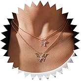 Sttiafay Boho Layered Butterfly Pendant Necklace Gold Butterfly Choker Necklace Double Butterfly Hollow Necklace Fashion Butterfly Chain Necklace Jewelry for Women