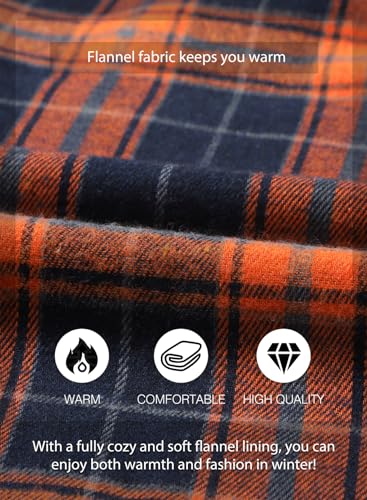 JMIERR MEN’S FALL FASHION LONG SLEEVE BUTTON UP LIGHTWEIGHT FLANNEL COTTON PLAID SHIRTS BUSINESS CASUAL DRESS SHIRTS, US 50(2XL), BURNT ORANGE
