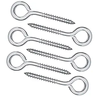 304 Stainless Steel Screw Eyes,Heavy Duty Screw Eyes Hooks,12 Pack Screw in Eye Hooks Ring for Hammock,Swing,Yoga,3.2 inches Eye Bolt,Self Tapping Screws