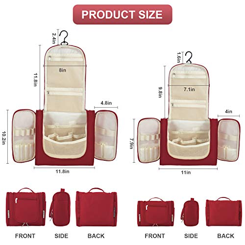 Hanging Toiletry Bag for Women & Men, OMYSTYLE Portable Travel Kit Bag, Waterproof Bathroom Toiletries Organizer with Hook for Makeup, Cosmetic, Shaving, Shampoo (Travel Size, Red) 6 Hanging Toiletry Bag for Women & Men, OMYSTYLE Portable Travel Kit Bag, Waterproof Bathroom Toiletries Organizer with Hook for Makeup, Cosmetic, Shaving, Shampoo (Travel Size, Red)