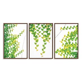 3 Piece Framed Canvas Wall Art for Living Room, Bedroom Green Plants Theme Canvas Prints for Home Decoration Ready to Hang - 16"x24"x3 Panels