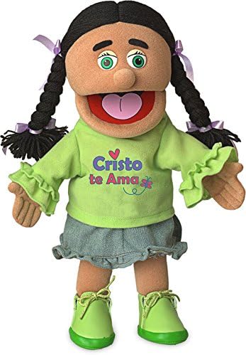 Silly Puppets 14" Cristo Te Ama, Hispanic Girl, Christian Ministry Hand Puppet