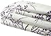 Spirit Linen home Foliage Collection Printed Luxurious Microfiber Sheet Set, King, Ivory/Purple