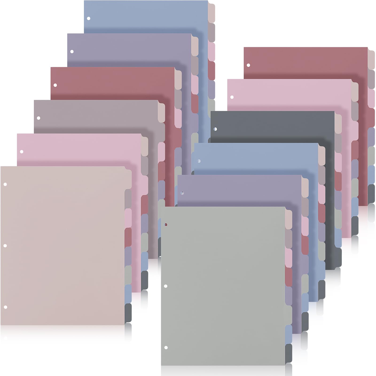 Photo 1 of Honoson 12 Sets 8 Tab Dividers for 3 Ring Binders Plastic File 8.5 x 11 Inch Paper Multicolor Page Binder Index Dividers for School Office(Taro Color)