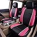 HORSE KINGDOM Leather Car Seat Covers Full Set, 3D Air Mesh Breathable Universal Auto Seat Cover for Women,Truck,Suvs,Sedans, Faux Leather with Airbag Compatible(Black and Pink)