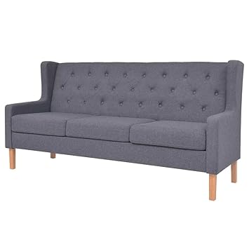 Vidaxl Canapé à 3 Places Tissu Gris Canapé De Salon Mobilier