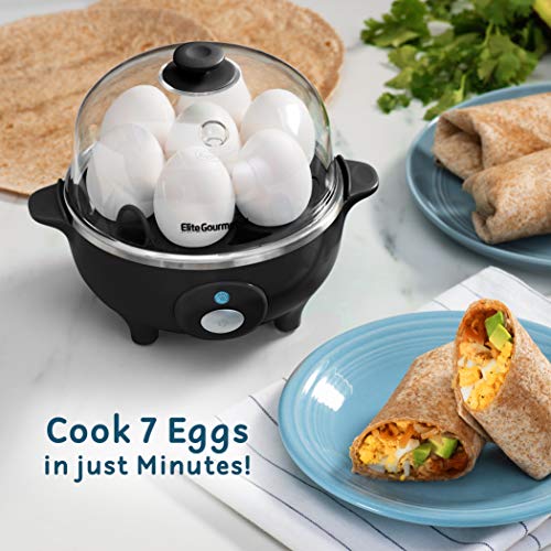 Elite Gourmet Easy Electric 7 Egg Capacity Cooker, Poacher, Omelet