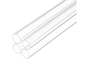 Rebower 14" Clear Plastic Rigid Pipe 10mm ID x 12mm OD (3/8" ID x 1/2" OD) Acrylic Round Polycarbonate Tubing, [for Plumbing, Hydraulics, Aquarium] - 4Pcs