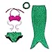 Mermaid Tails for Swimming for Girls Swimsuit Swimwear Shiny 4pcs Green Hot Pink