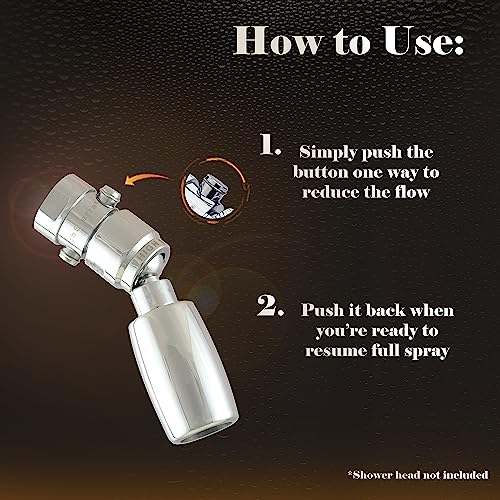 Shower Head Pause & Pressure Control Valve Solid Metal PushButton