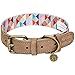 Blueberry Pet 2019 New 3 Patterns Shades of Rainbow Multicolor Triangles Genuine Leather & Polyester Combo Adjustable Dog Collar, Medium, Neck 15″-18″thumb 1