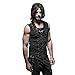 Punk Rock Man Cotton Leather Belt Sleeveless T-Shirt Front Strap Vest Bandage Casual Tank Tops (M) Black
