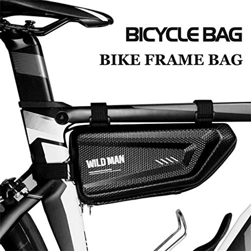 Sodoop Mountain Bike Bag, Rainproof Road Bicycle Zipper Frame Bag,1.5L Capacity,Sport Cycling Front Top Tube Hard Shell Tools Storage Panniers Pack Strap Triangle Saddle Frame Pouch Accessories