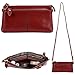 YALUXE Women's Large Capacity Genuine Leather Smartphone Wallet with Shoulder Strap Red