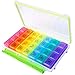 Motech Moisture Resistant 7-Day 28-Cell Pill Organizer Weekly Daily Rainbow Colored Large Medicine Planner Box for Vitamins Fish Oil Supplements Prescription Medication