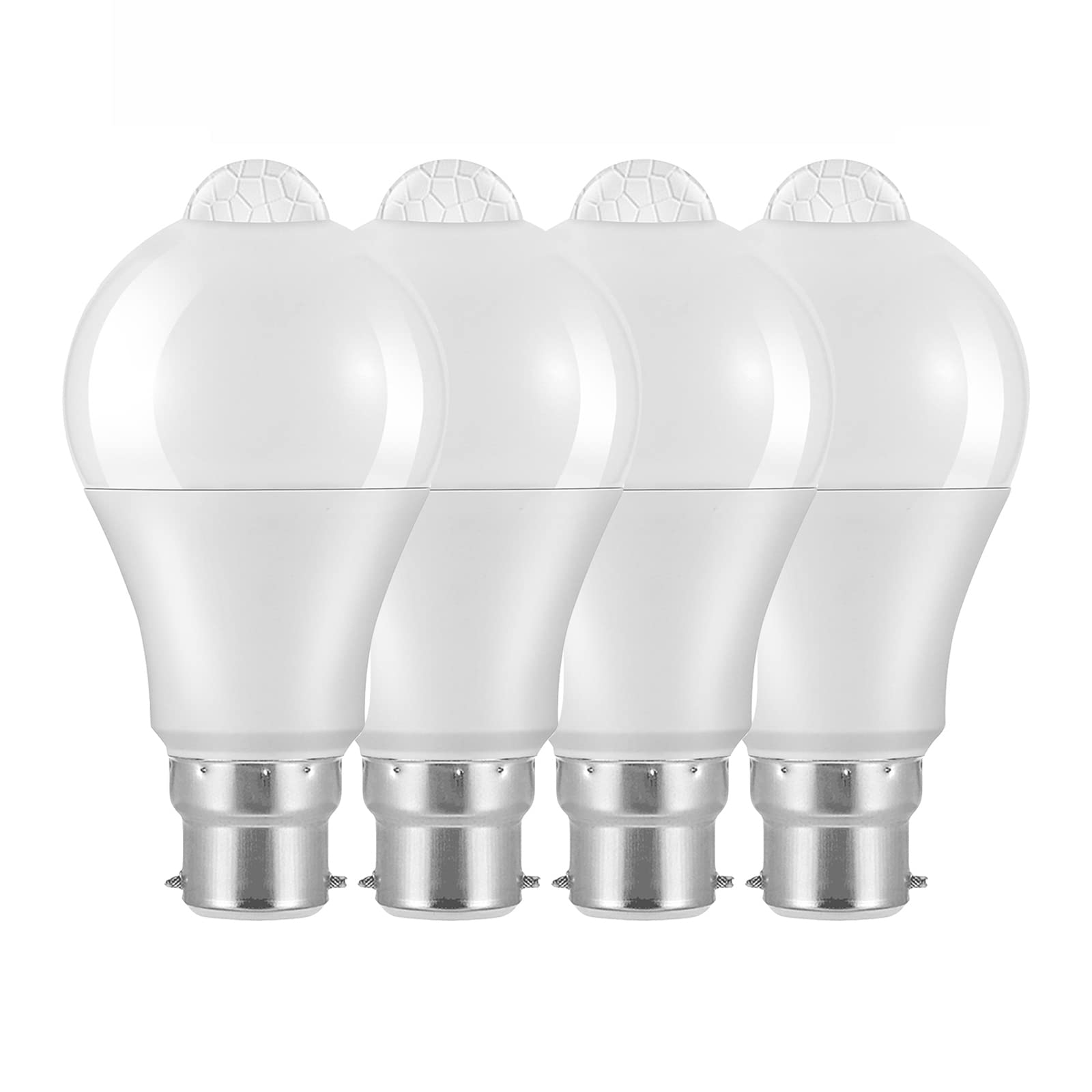 Powstro LED Smart Motion Light Bulbs - B22 PIR Light Sensor Bulb 12W Cool White 6000K Auto On/Off Night Lamp for Stairs, Garage, Corridor, Walkway, Yard, Hallway, Patio, Carport (4 Pack)