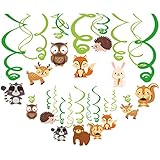 30Ct Woodland Animals Party Supplies,Forest Animal Party Supplies, Hanging Swirl Ceiling Streamers Decorations for Girls,Boys,Kids Home,Classroom,Baby Showers