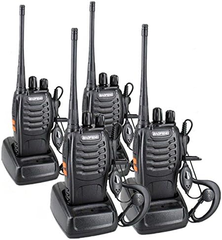 Xixiw Walkie Talkies Two Way Radio 16 Channels Rechargeable Long Range Radios Walky Talky UHF 400-470MHz Handheld Transceiver with Original Earpieces (4 Pack )