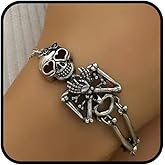 Atiptu Gothic Skull Bracelet for Women Men Vintage Punk Biker Skull Bracelet Halloween Skeleton Bracelets Gothic Accessories Halloween Jewelry
