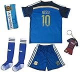 2017 Argentina LIONEL MESSI #10 Away Soccer Kids Jersey & Short Set Youth Sizes (Away, 13-14 Years)