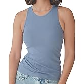 Klassy Network Loose High Neck Brami Tank-Top for Women - Built-in Bra Racerback Full Length Tank with Straps