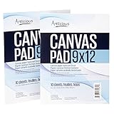 Artlicious - 9x12 Canvas Pads, 10 Sheets, 100% Duck Canvas, Triple Primed, Alternative to Stretched Canvas, Panels or Boards (2 Pads)