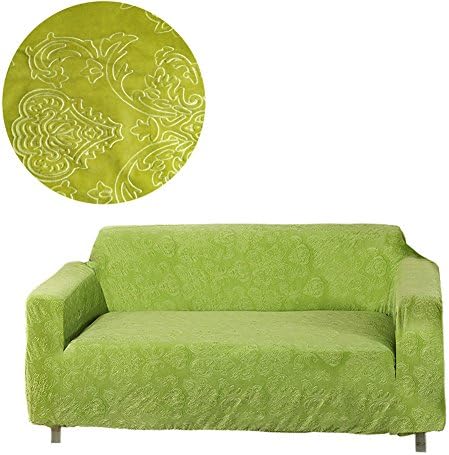 MOVING GARDEN Jacquard Sofa Covers Stretch Elastic Fabric Flower Printing Chari Loveseat Sofa Slipcovers Pet Dog Couch Protector (3 Seater, Grass Green)