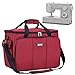 HOMEST Sewing Machine Carrying Case with Multiple Storage Pockets, Universal Tote Bag with Shoulder Strap Compatible with Most Standard Singer, Brother, Janome, Red (Patent Design)
