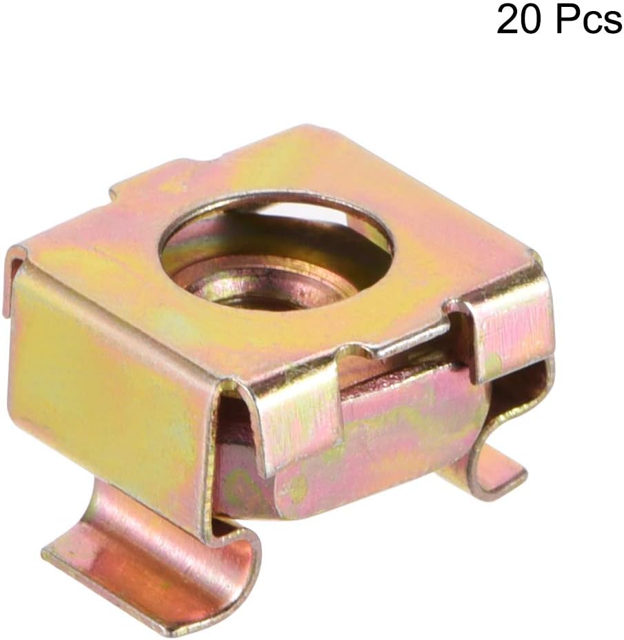 sourcing map M4 Cage Nuts for Server Rack Cabinet Carbon Steel Yellow Zinc Plated, Pack of 20 - Image 3