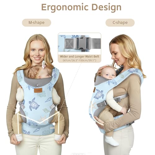 YooxArmor Baby Carrier Backpack, Ergonomic Baby Carrier Adapt for Babies 3-36 Months (3-30 kg), 3 Positions, Adjustable Comfortable and Lightweight, Hands Free
