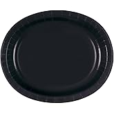 Black Solid Oval Plates - (Pack of 8) - Uniquely Elegant & Durable Tableware - Perfect for Holidays, Events, and Celebrations