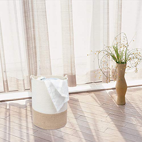 UBBCARE Large Cotton Rope Laundry Basket Woven Blanket Basket Baby Laundry Hamper Toy Storage Bin 18" x 14"