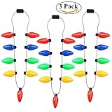 akiido LED Christmas Light Necklace Light Up Party Favors Ugly Xmas Party - 3 Pack (3 Pack, One Size)