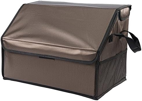 PU Trunk Organizer Cargo Storage Waterproof for SUV Car Truck Travel Vocation Trip Camping Household (Brown) ship from US warehouse