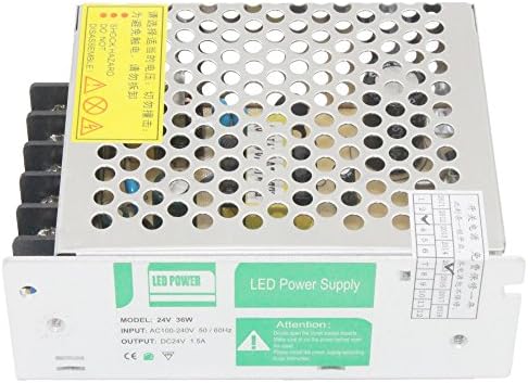 LEDMY 36W DC24V Not Waterproof Constant Voltage Adapter Power Supply Transformer for LED Strip Light,Panel Light (36W)