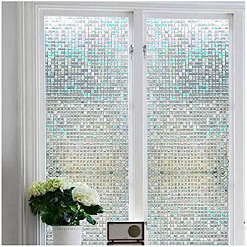 Window Film Non-Adhesive Self Privacy Static Cling Privacy Decorative Stained Glass Heat Control Anti UV for Living Room,Home,Bathroom,Office(17.7"x78.7")