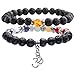 Jovivi 2pcs 7 Chakras Bracelet Lava Rock Stone Crystal Reiki Healing Balancing Natural Gemstone Round Beads for Essential Oil w/Box,Various Sets