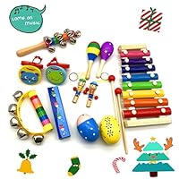 Musical Instruments Set for Kids and Toddlers, 12pcs Wooden Percussion Instruments Toys for Kids Playing Preschool Education, Early Learning Musical Toys for Boys and Girls Gift with Bag