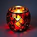 AWEVILIA Handmade Red Orange Mosaic Glass Bowl Candle Holders Votive Tealight Candleholders Home Decor Christmas Party