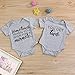 Mini honey 2Pcs Infant Twins Baby Boys Girls Short Sleeve Letter Print Romper Bodysuit Summer Outfit Clothes (0-3 Months, Gray)