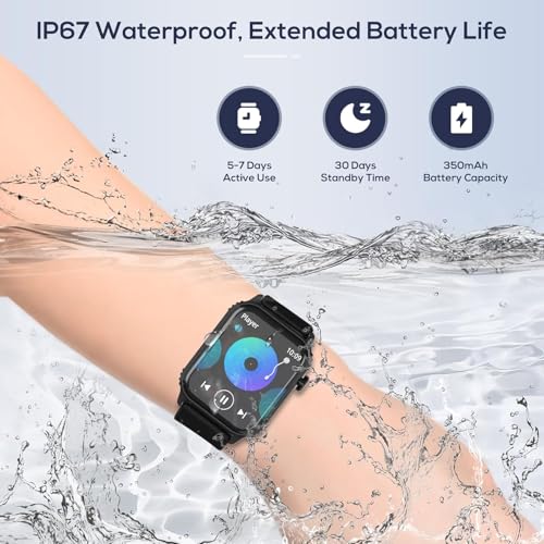 Smart Watch for Men, 120+ Sports Modes Smartwatch with 1.83" HD, Alexa Built-in, Heart Rate/Sleep Monitor, IP67 Waterproof, Bluetooth Call & Music Control Fitness Watch for iPhone/Android (Black)
