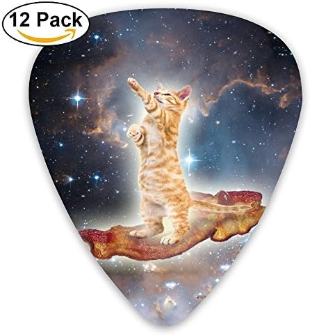 LLGUITAR Bacon Cat Guitar Picks 12pack Celluloid Plectrum Custom 0.46mm/0.71mm/0.96mm For Electric Acoustic Guitars Bass Best Stocking Stuffer Gifts For Kids Teens Adults
